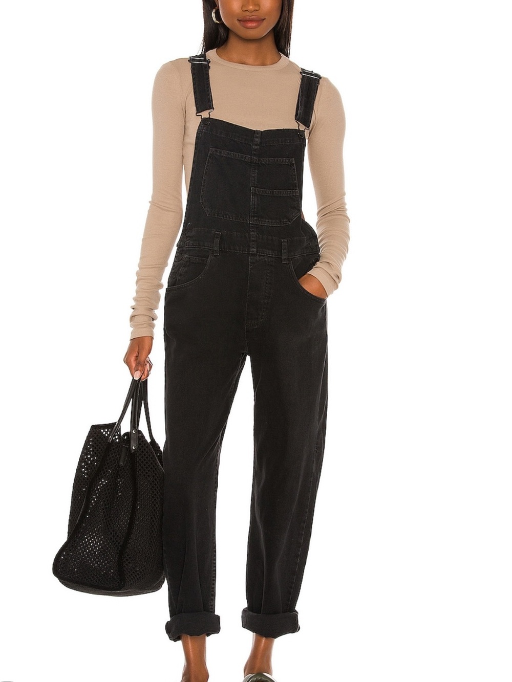 Free People We The Free Ziggy Overall in Mineral Black